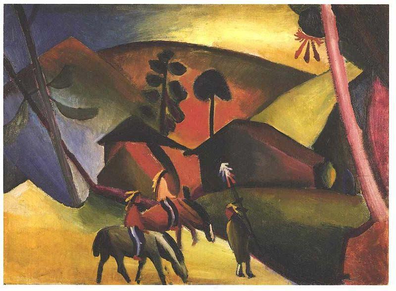 August Macke Native Aericans on horses France oil painting art